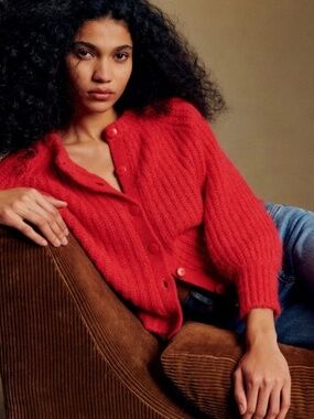 Sezane Emile Red Wool/Alpaca Cardigan Size XS